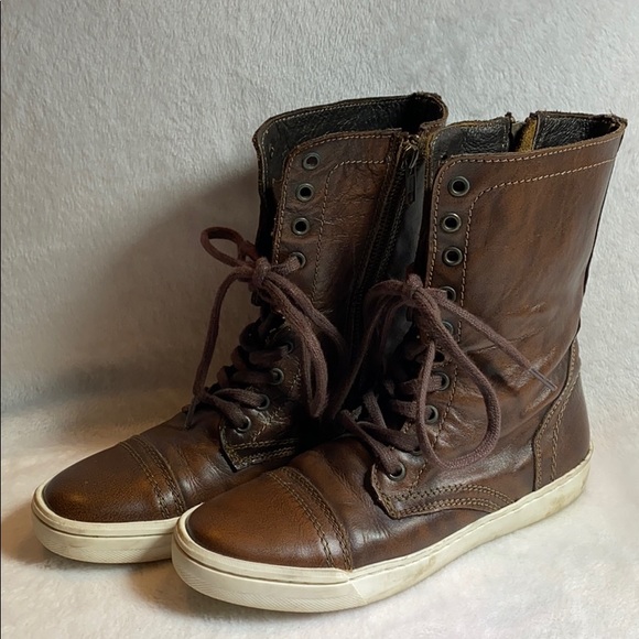 Steve Madden Shoes - Steve Madden Brown Leather Mid-Calf Sneaker Boot